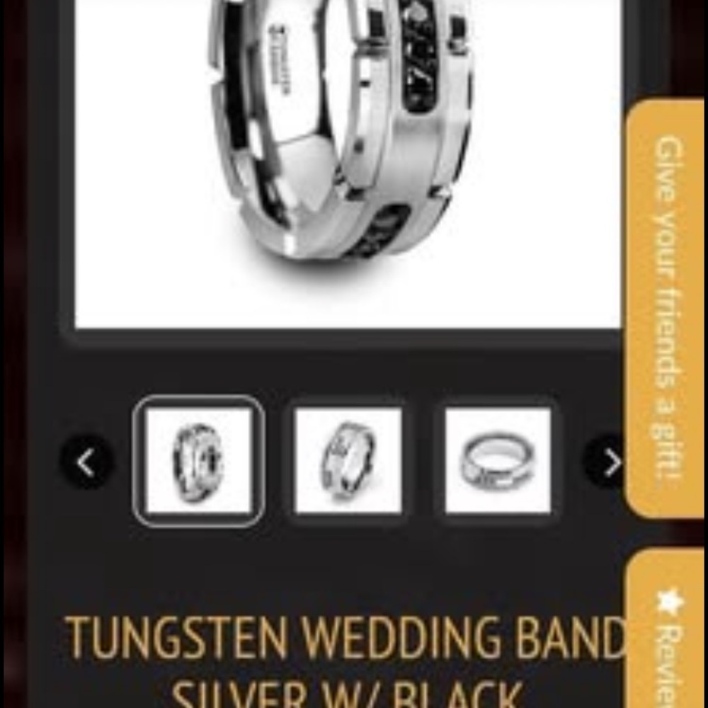 Tungsten Wedding Band - Silver with Black Accents